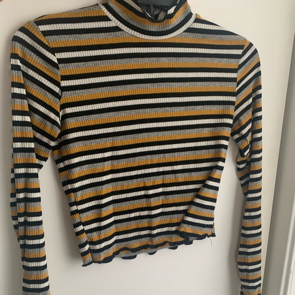 Mock neck, striped top